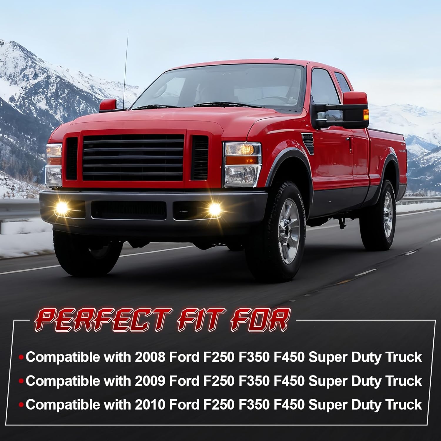 OKSIWA Fog Lights Compatible with 2008-2010 Ford F250 F350 F450 Super Duty Truck, Front Driving Lamps Clear Lens Assembly Replacement, DOT Approved (1 Pair Halogen Lamp)-2
