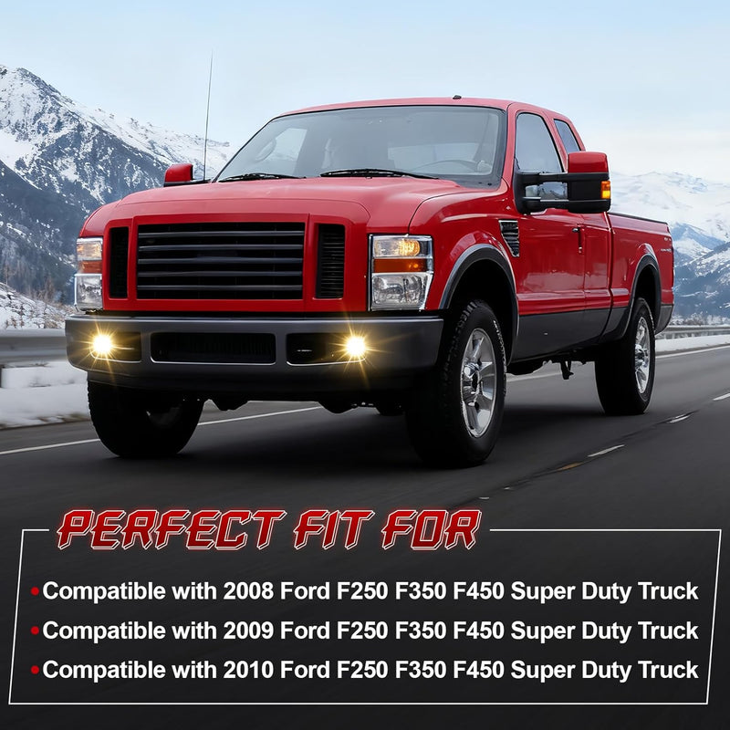 OKSIWA Fog Lights Compatible with 2008-2010 Ford F250 F350 F450 Super Duty Truck, Front Driving Lamps Clear Lens Assembly Replacement, DOT Approved (1 Pair Halogen Lamp)-2