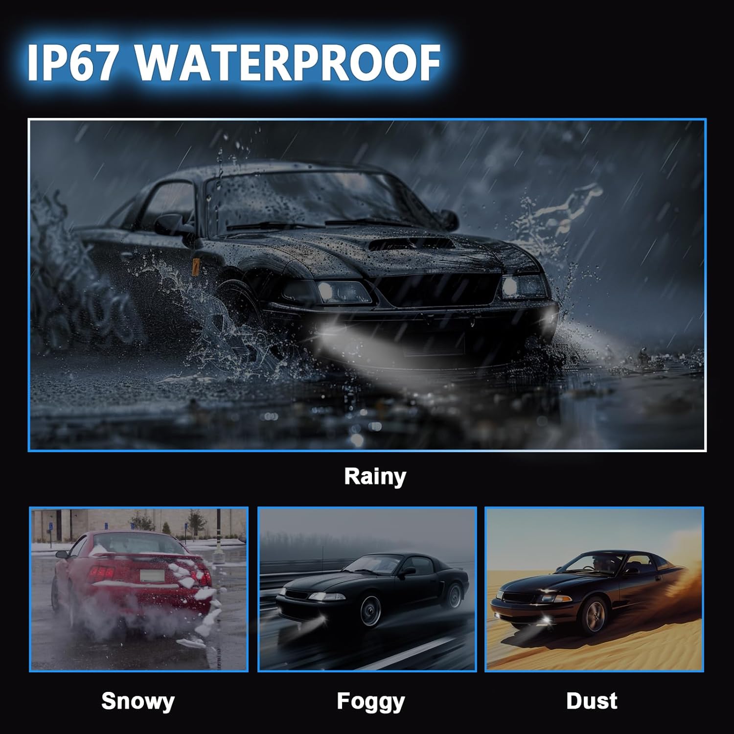 OKSIWA Fog Lights Assembly Compatible with 1999-2004 Ford Mustang, Bumper Driving Fog lamp Assembly Replacement (LED Fog Lights)