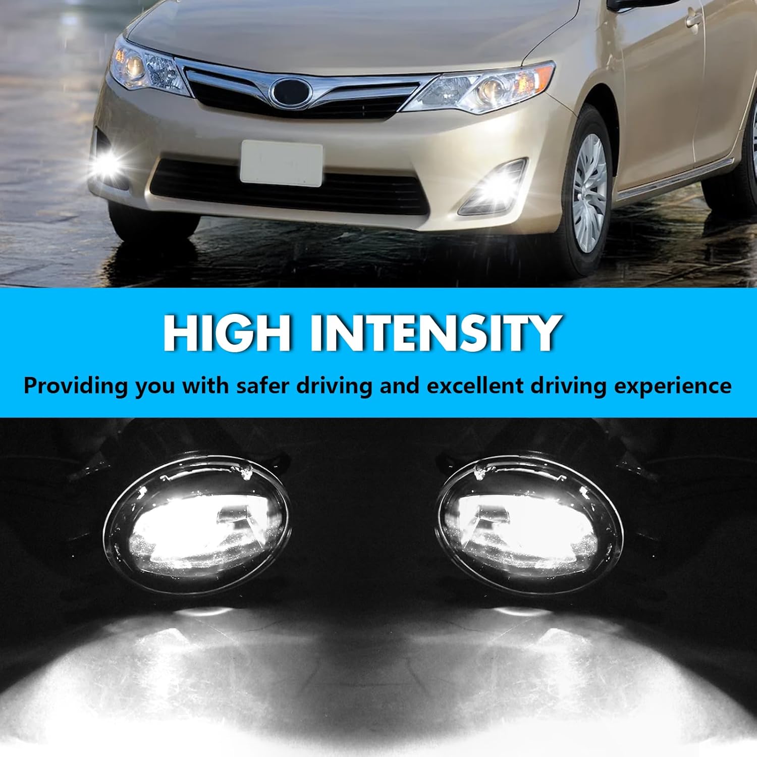 OKSIWA LED Fog Lights-For 2012-2014 Toyota Camry(Not for SE Models), Fog Light Assembly Replacement,Include Switch, Wiring Harness,Plug and Play,Chorme Bezels