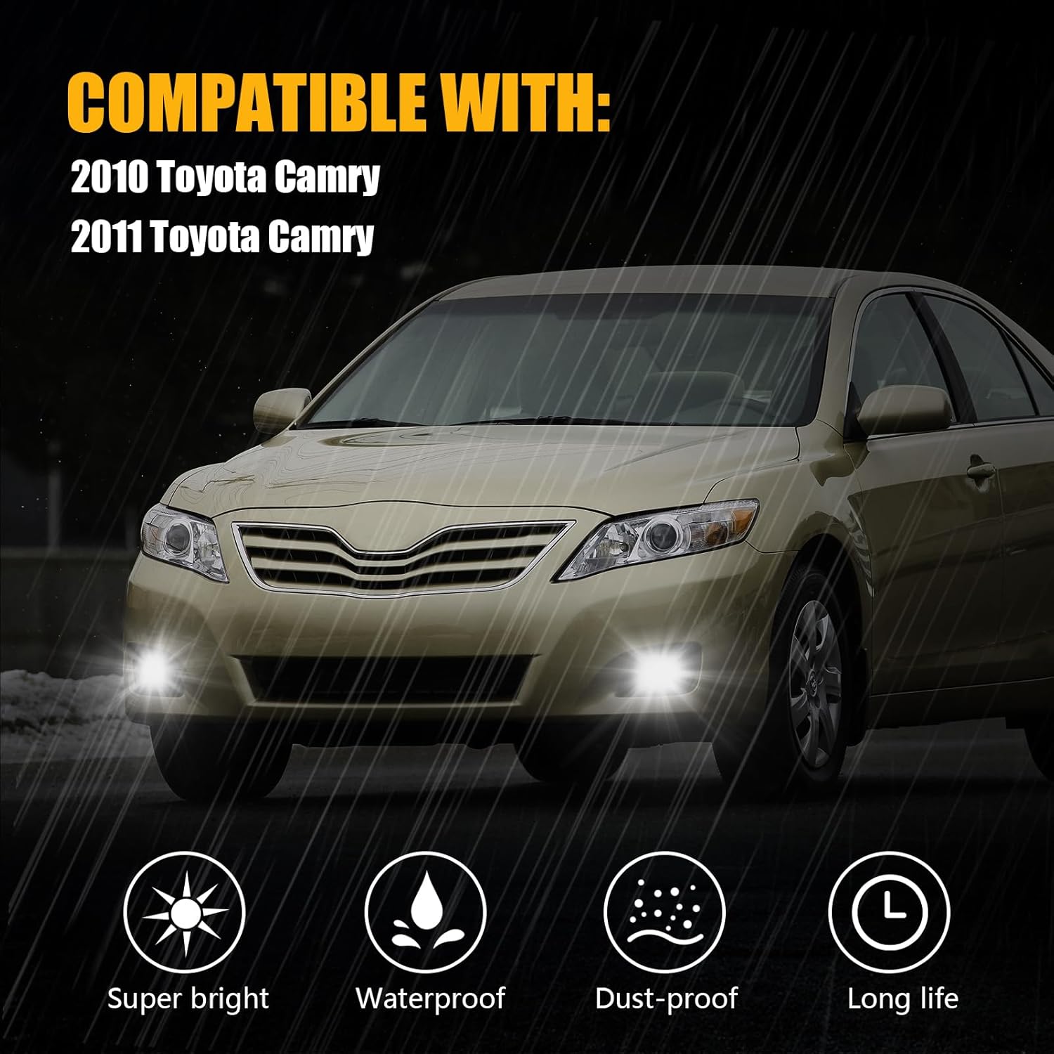 OKSIWA LED Fog Lights-for 2010 2011 Toyota Camry,Fog Lamps Assembly Replacement,Include Switch, Wiring Harness,Plug and Play-2
