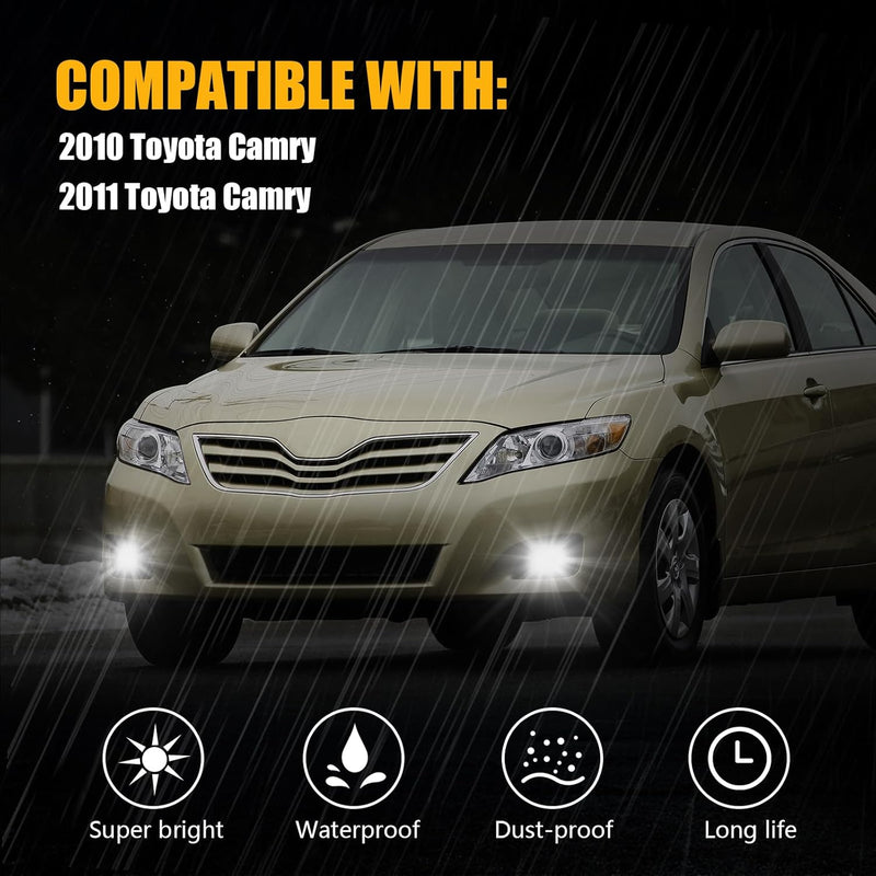 OKSIWA LED Fog Lights-for 2010 2011 Toyota Camry,Fog Lamps Assembly Replacement,Include Switch, Wiring Harness,Plug and Play-2