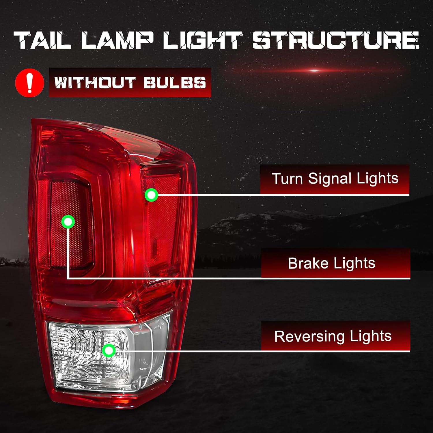 OKSIWA Tail Light Housing for 2016-2023 Toyota Tacoma, Driver Side Rear Tail Light Replacement - Left Tail Lamp