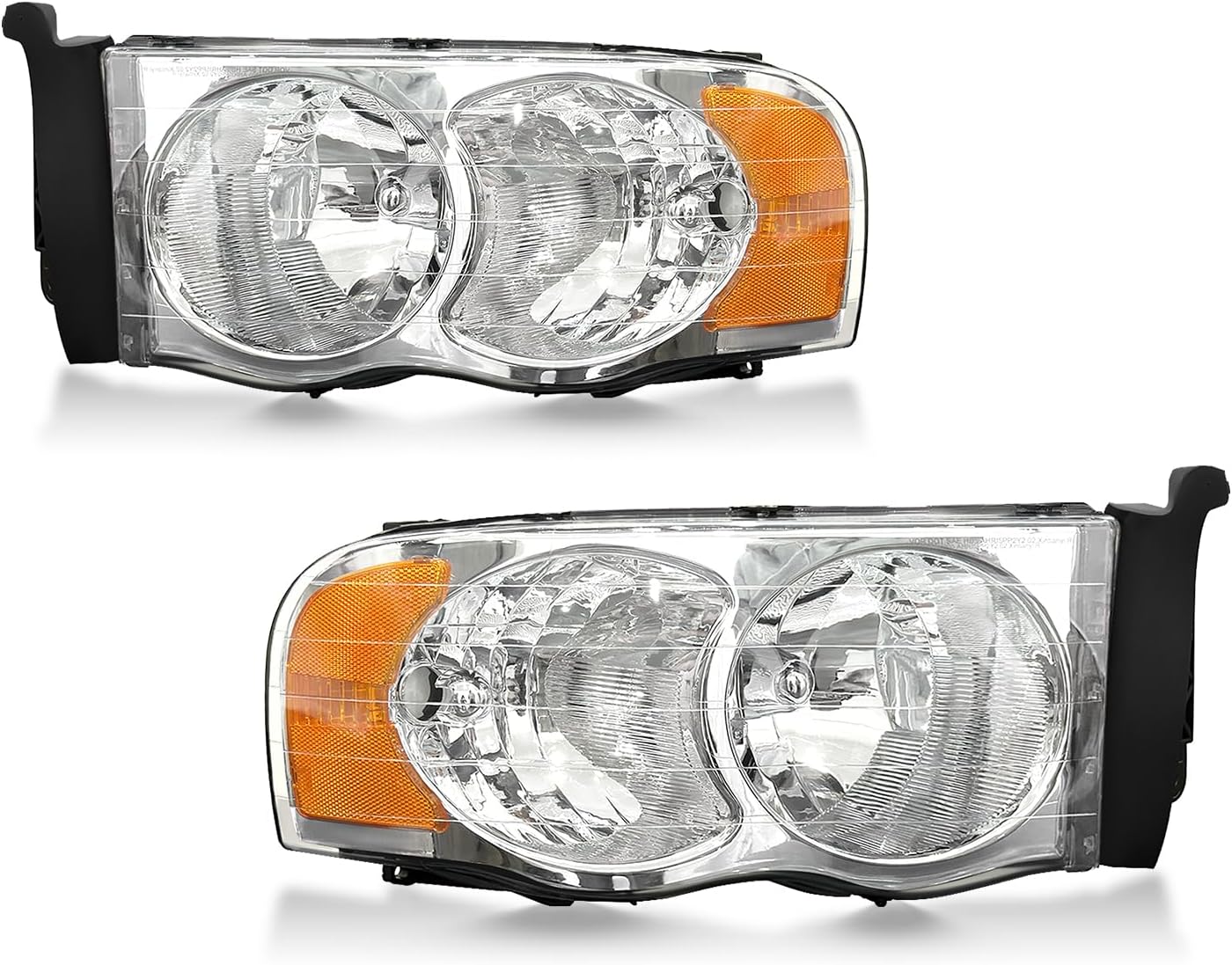 OKSIWA Headlights Assembly for 2002–2005 Dodge Ram 1500 2500 3500, OEM Style Replacement Headlamp Housing, Factory Fit,Plug & Play, No Bulbs Included,Clear Trim-7