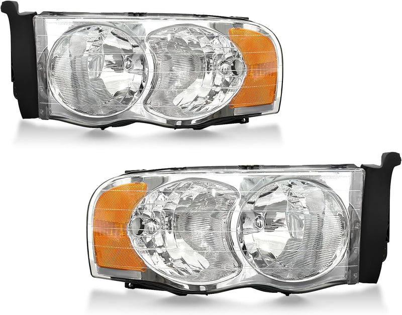 OKSIWA Headlights Assembly for 2002–2005 Dodge Ram 1500 2500 3500, OEM Style Replacement Headlamp Housing, Factory Fit,Plug & Play, No Bulbs Included,Clear Trim-7
