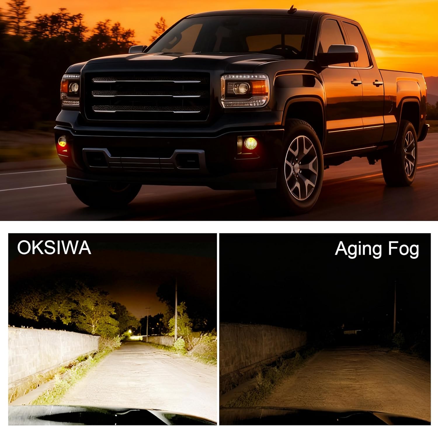 OKSIWA Halogen Fog Lights-For 2014 2015 GMC Sierra 1500, Fog Lamp with Bezels,Fog Light Assembly Replacement, Waterproof, Exclude wiring harness