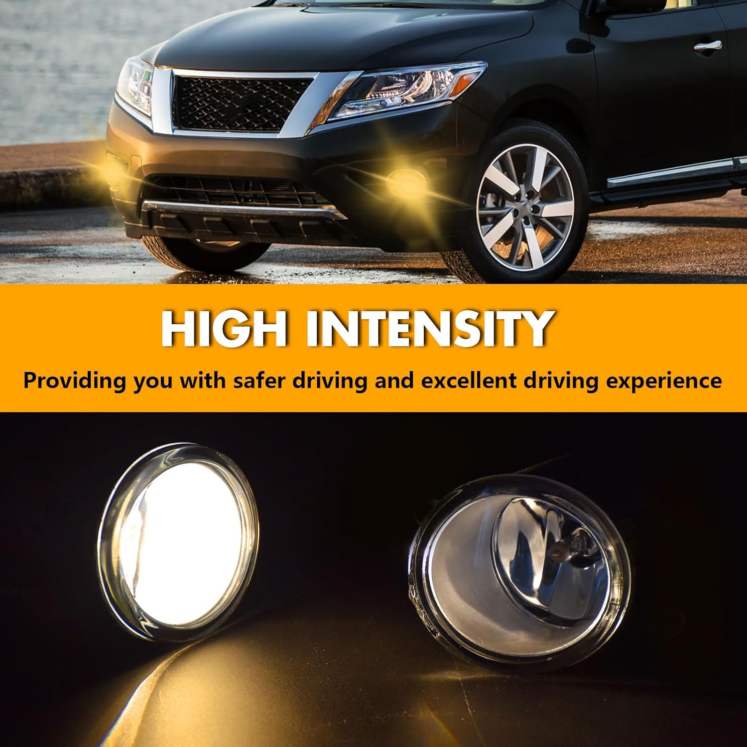 OKSIWA Halogen Fog Lights, Compatible with 2013-2016 Nissan Pathfinder,Front Bumer Driving Light Fog Lamp Assembly Kit with Wiring Harness, Switch,Plug and Play