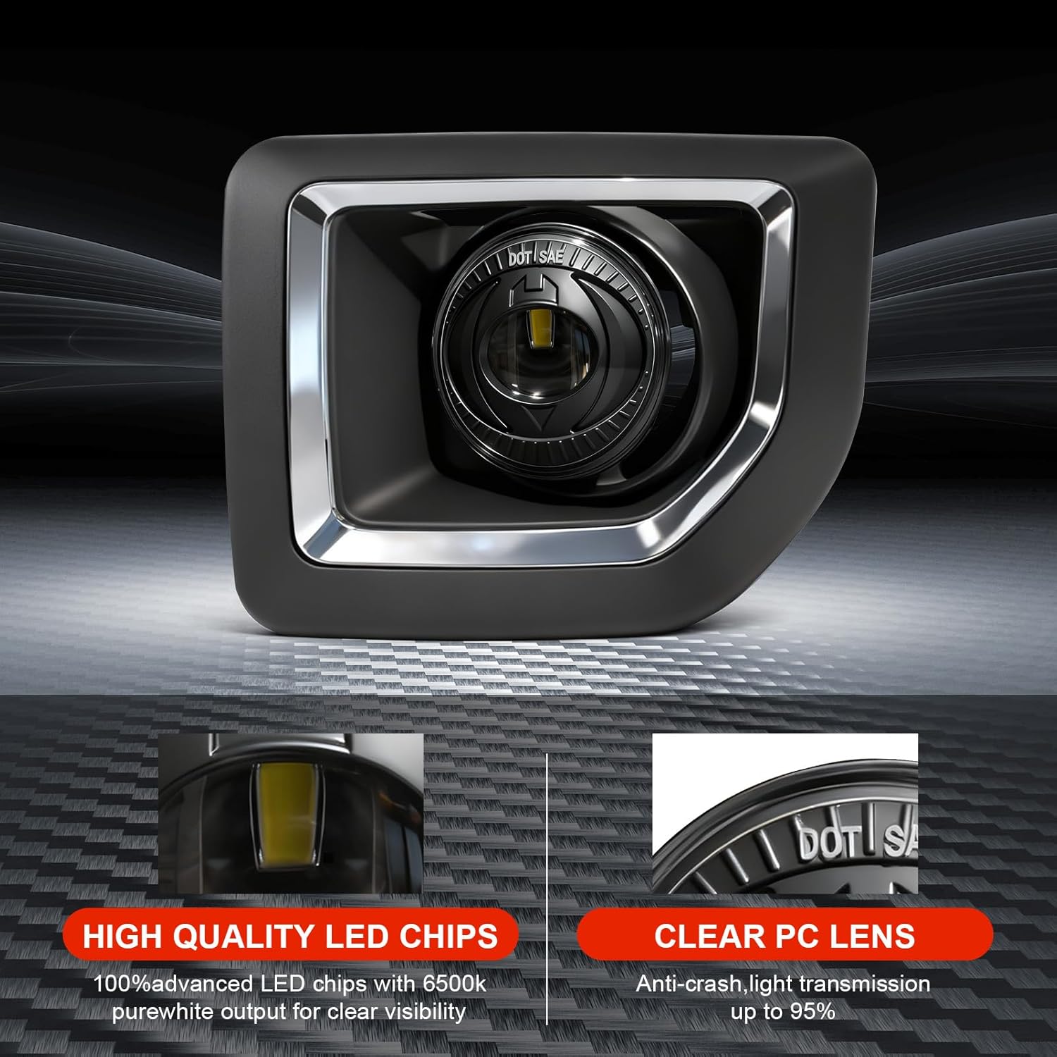 DOT Approved LED Fog Lights for 2015-2019 GMC Sierra 2500HD/3500HD Plug & Play-3