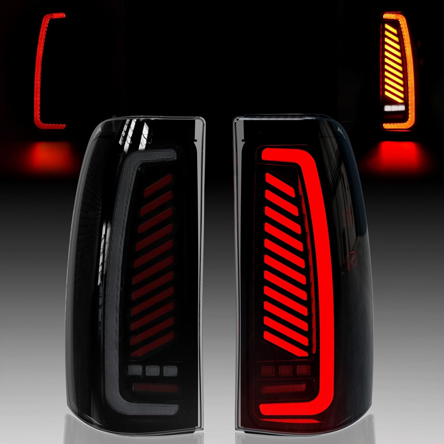 OKSIWA Sequential Full Led tail lights for 2003-2006 Chevy Silverado Starting Animated Tail Light Assembly 1pair Rear lights Smoked Dynamic Turn Signal,Brake Light,Reverse Light