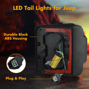 OKSIWA LED Tail Lights Fit For 2007-2018 Jeep Wrangler JK JKU, Tunnel Shaped Design Rear Lights, Running, Brake, Turn Signal, Reverse Light Tail Lamp, Easy to Install,Smoked Lens