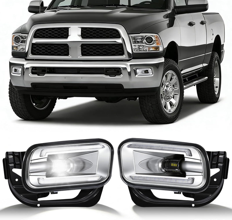 OKSIWA LED Fog Lights Assembly Fit for Ram 1500 2009-2012,Dodge Ram 2500 2010-2018,Dodge Ram 3500 2012-2018 Replacement For Original Truck Bumper Fog Lamps Replacement,DOT Certified- 1Pair-1