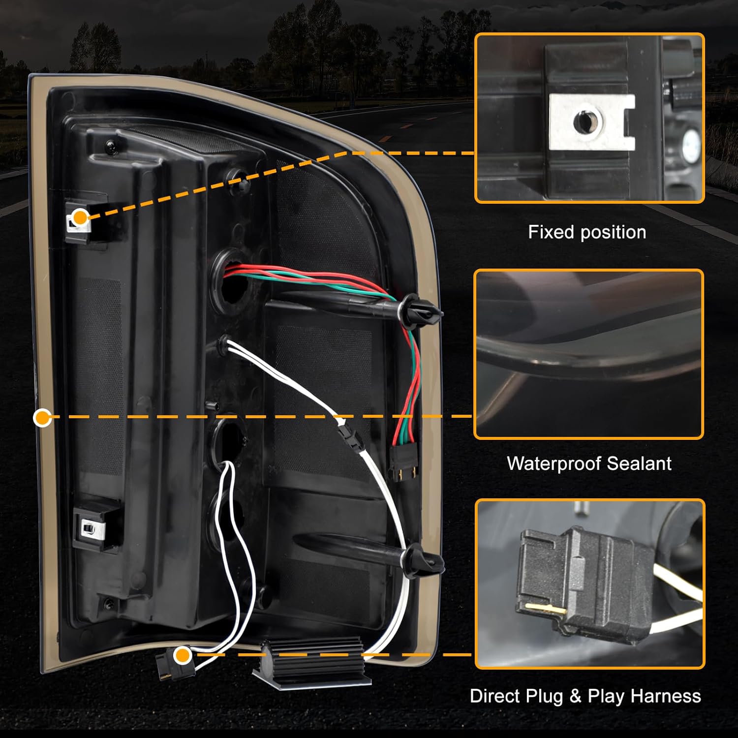 OKSIWA Sequential LED Tail Light for 2007-2013 Chevy Silverado 1500 2500HD 3500HD,With Start-Up Animation, Unique Attractive Appearance Design,Turn Signal,Smoked Lens Rear Light,Break,Reverse Light-6