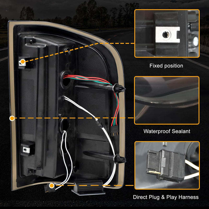 OKSIWA Sequential LED Tail Light for 2007-2013 Chevy Silverado 1500 2500HD 3500HD,With Start-Up Animation, Unique Attractive Appearance Design,Turn Signal,Smoked Lens Rear Light,Break,Reverse Light-6