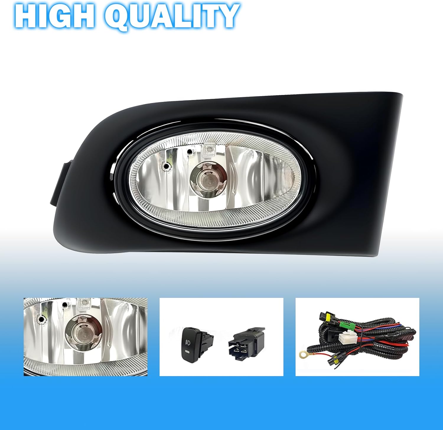 OKSIWA Fog Lights Assembly Compatible With 2001 2002 2003 Honad Civic 2DR/4DR Front Bumper Fog lights with Switch and Wiring Harness- 1 Pair-4