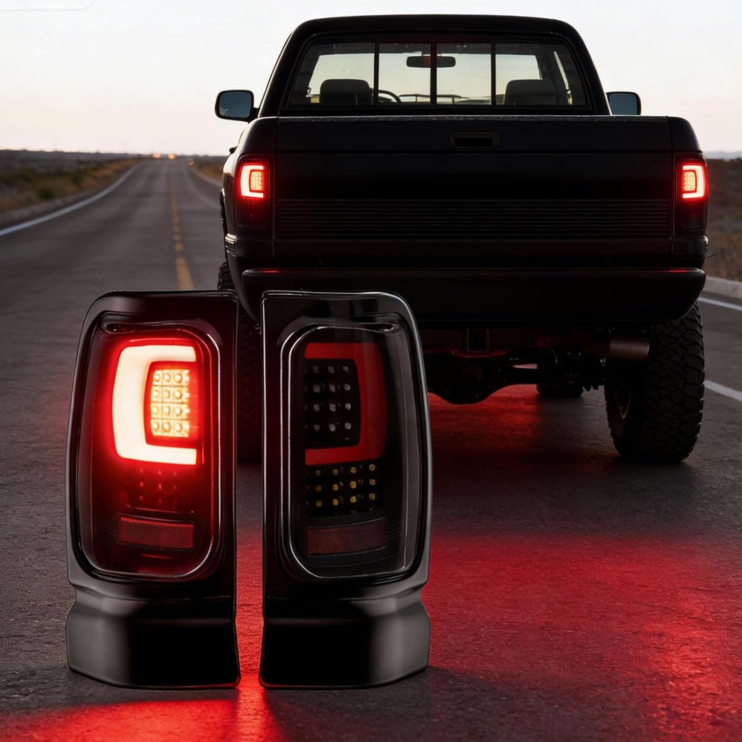 OKSIWA Led Tail Lights-for Dodge Ram 1994-2001 Ram 1500,1994-2002 Ram 2500/3500, C-shaped Design Running Light,Brake,Reverse Tail Lamp, Upgrade Tail Lights Assembly Replacement