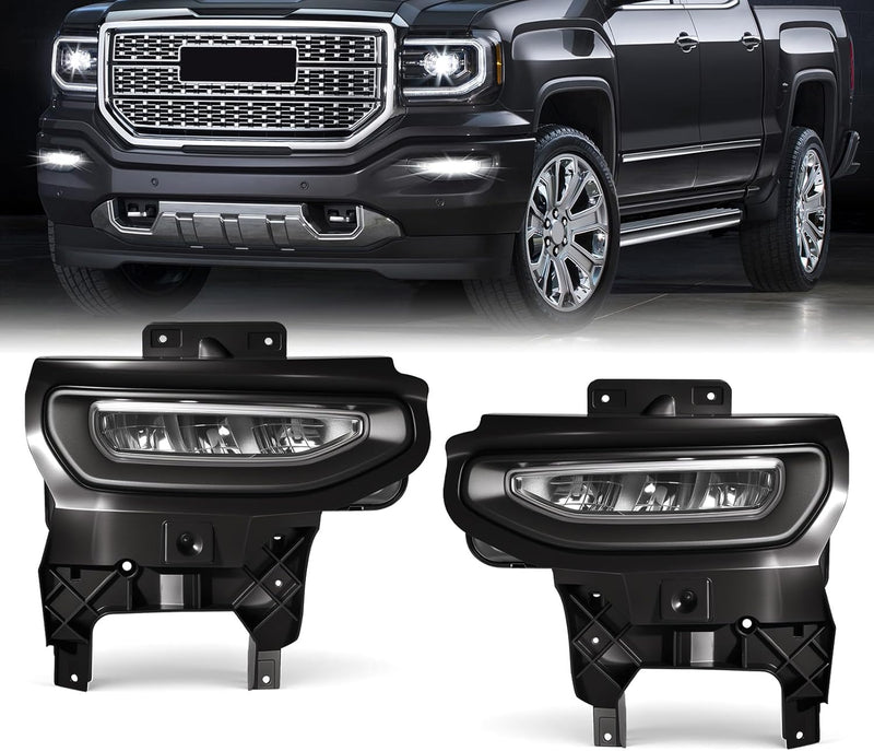 DOT Approved LED Fog Lights with Clear Lens for 2016-2018 GMC Sierra 1500 Plug & Play-1