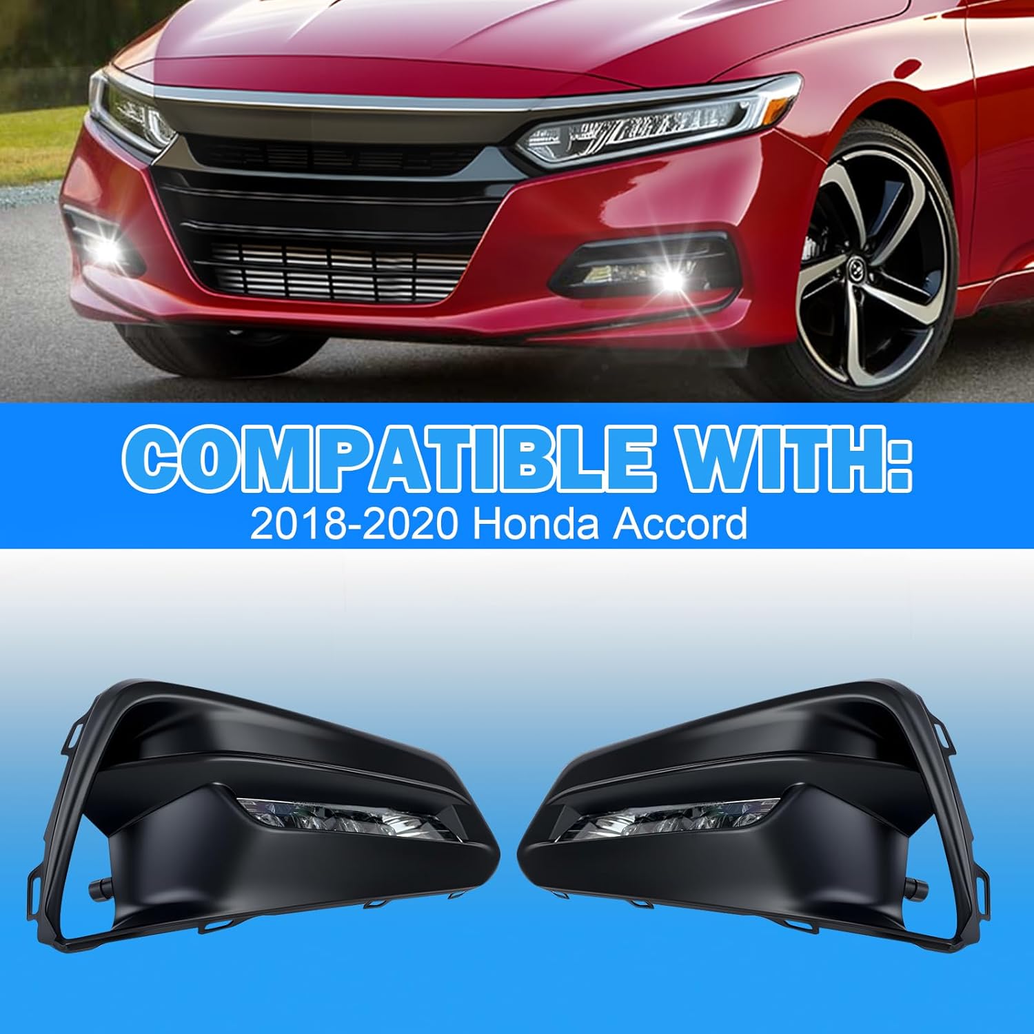 OKSIWA LED Fog Lights Compatible with 2018-2020 Honda Accord with DRL Turn Signals Fog Lamps Assemblies w/Switch and Wiring Harness-3