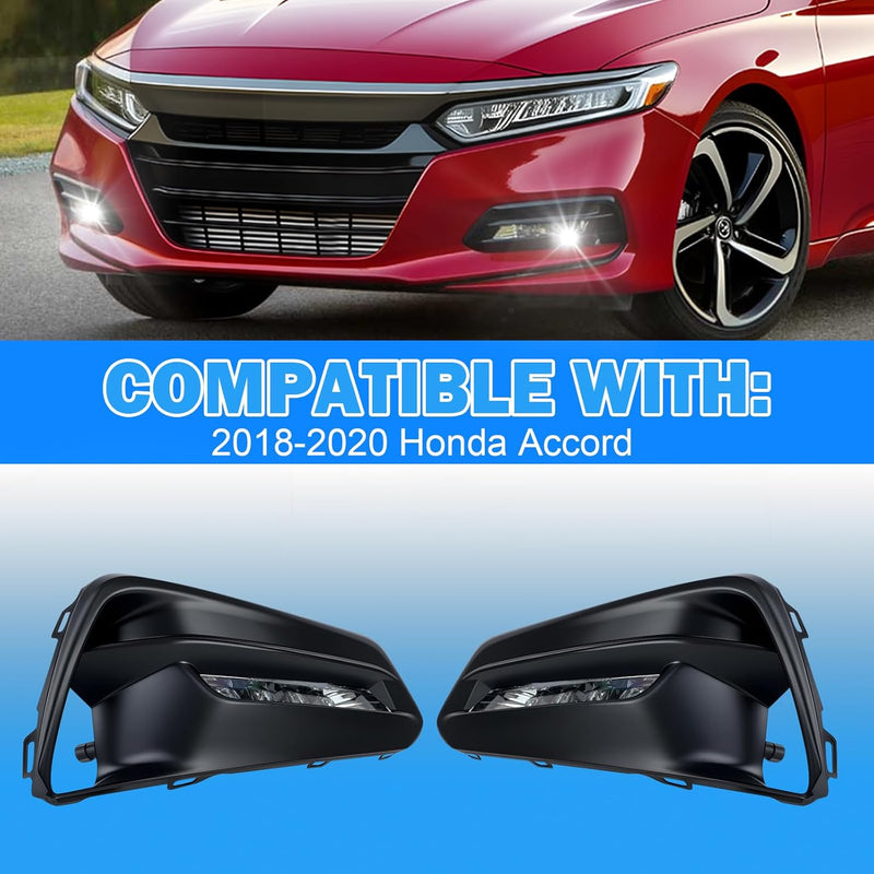 OKSIWA LED Fog Lights Compatible with 2018-2020 Honda Accord with DRL Turn Signals Fog Lamps Assemblies w/Switch and Wiring Harness-3