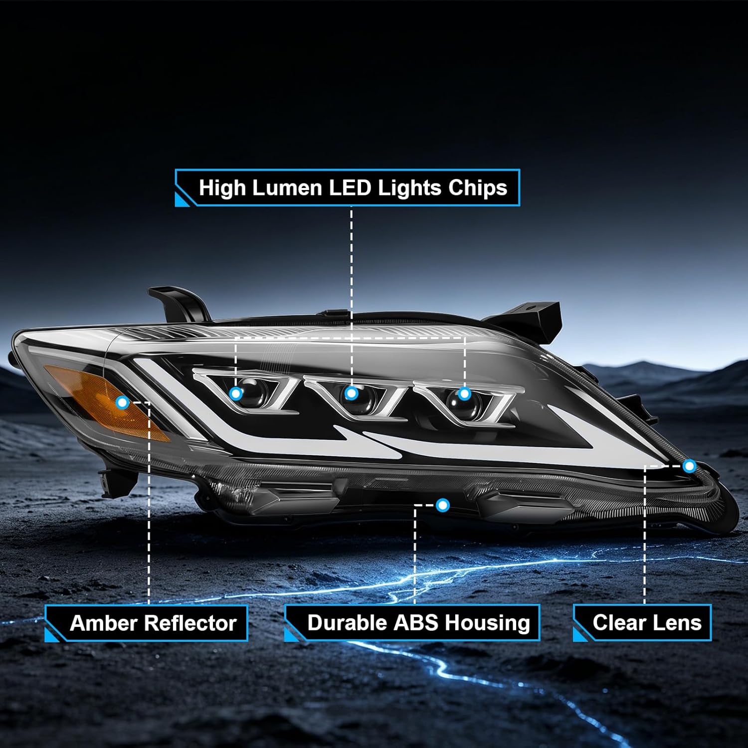 LED Projector Headlights with Startup Animation & Sequential Turn Signal for 2010-2011 Toyota Camry XV40 DRL High Low Beam Clear Lens Waterproof Plug & Play 1 Pair-4