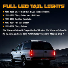 Animated Sequential Smoked LED Tail Lights for 1988-1998 Chevy GMC C/K Sierra, 92-99 Suburban Yukon, 95-99 Tahoe,Blazer,Cadillac Escalade Plug & Play-3