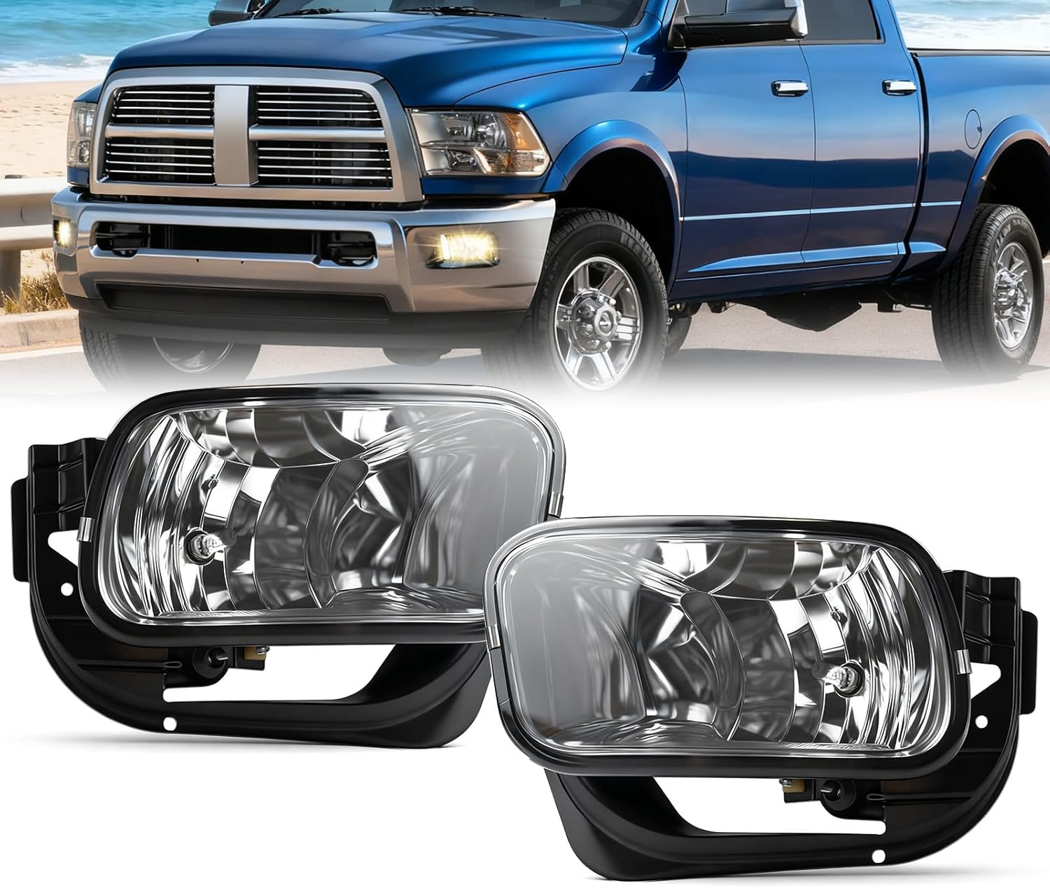 OKSIWA Halogen Fog Lights for Dodge Ram 1500 2009-2012,Dodge Ram 2500 2010-2018,Dodge Ram 3500 2012-2018 Pickup Truck Bumper Fog Lamps Replacement,Excluding Wiring Harness