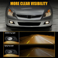 OKSIWA Halogen Fog Light for 2006 2007 Honda Accord Sedan,Front Bumer Fog Lamp Kit with Wiring Harness, Switch,Plug and Play-4