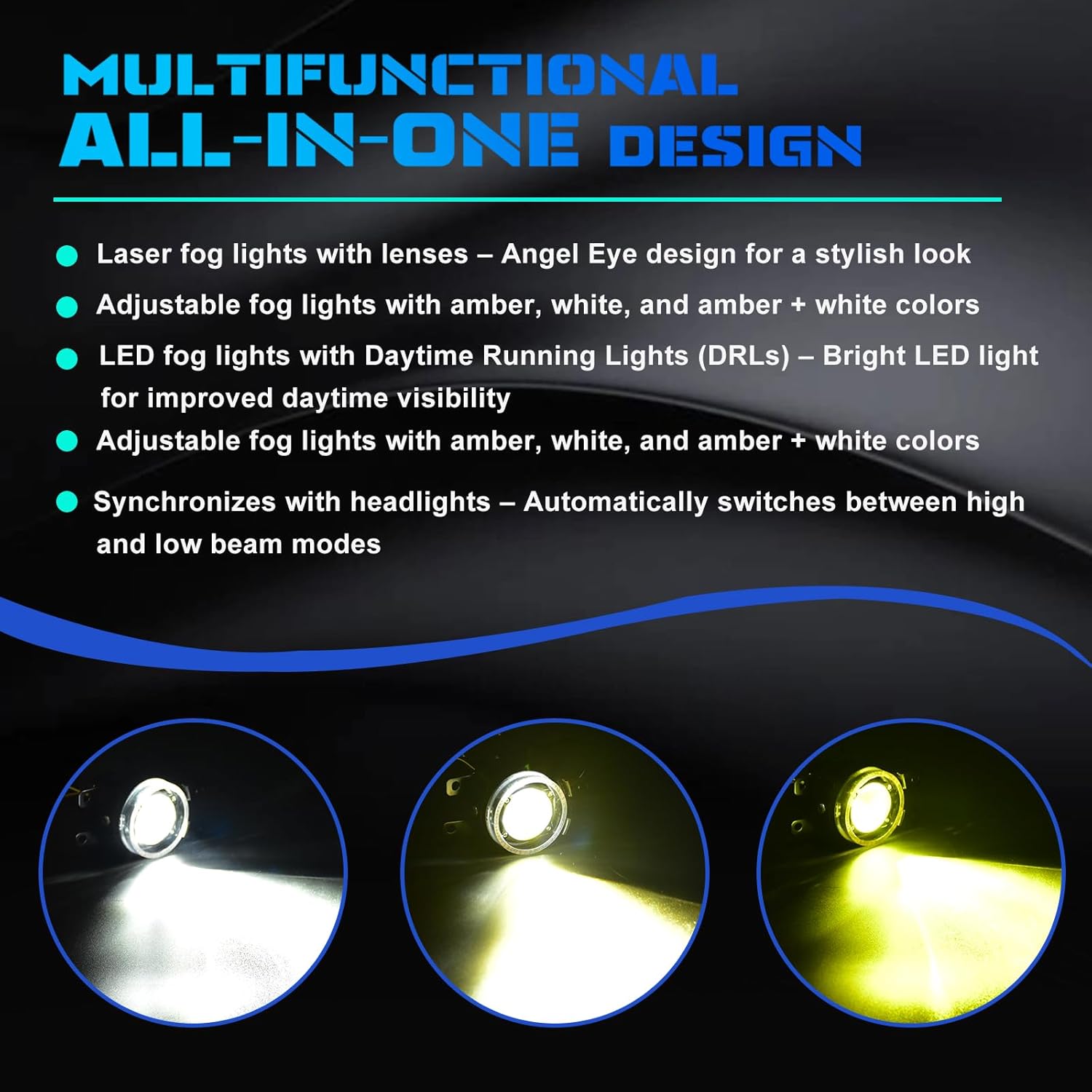 OKSIWA Laser Fog Lights Compatible with Honda Upgrade and Modified 1 Pair Led Fog Lamp Fog Lights Assembly, Front Bumper Driving Fog Lamps Set-4