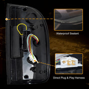 OKSIWA Full Led Tail Lights Compatible with Toyota Tacoma 1995-2000 Rear Light Assembly, Turn Signal,Brake Light,Reverse Light Smoked