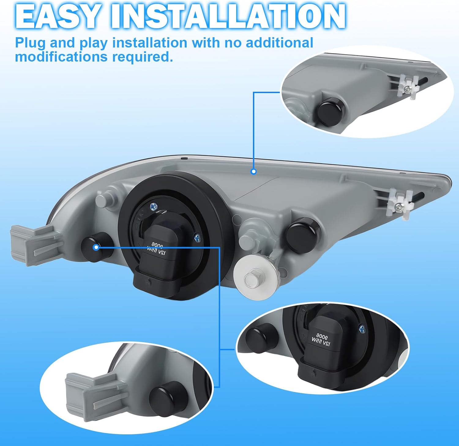 OKSIWA Fog Lights Assembly For 2002 2003 2004 Camry, 2005 2006 2007 2008 Corolla, 2002 2003 Solara With Switch and Wiring Kit And Halogen Bulbs- Smoked Lens-4