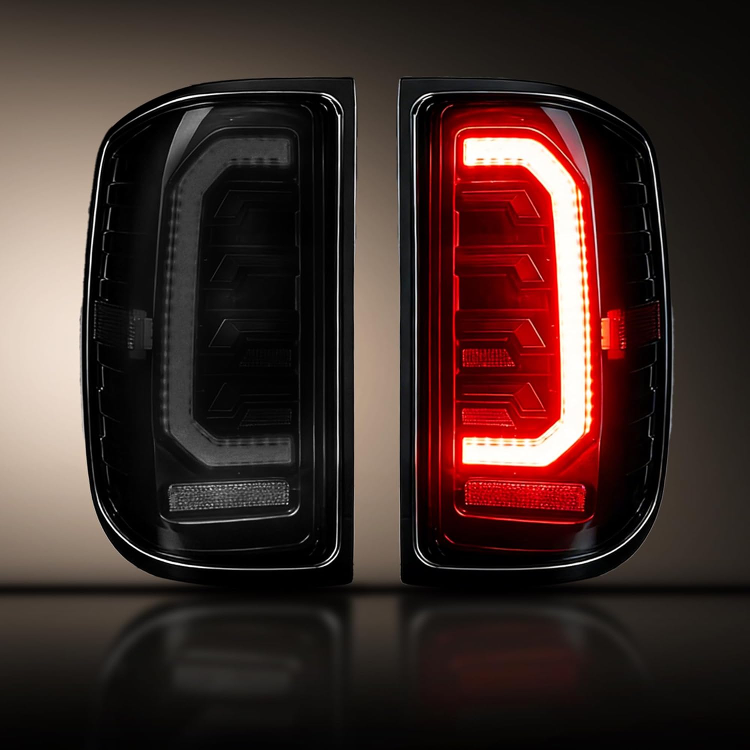 OKSIWA Animated Starting Sequence LED Tail Light Assembly, Compatible for 2014-2018 Chevy Silverado 1500 2500HD 3500HD, 2016-2018 GMC Sierra 3500HD, Taillight Brake Lamp (Full Housing with Integrated Bulbs)