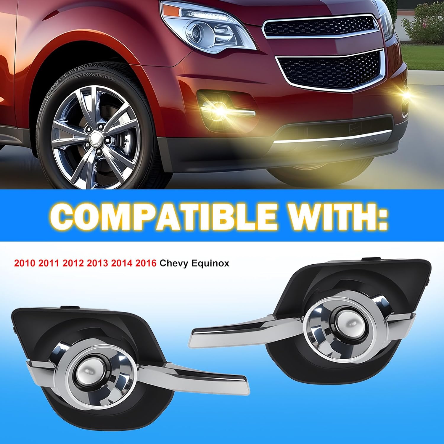 OKSIWA Fog Lights Replacement for 2010 2011 2012 2013 2014 2015 2016 Equinox with H11 12V 35W Halogen Bulbs & Wiring Harness Kit (Clear Lens)-4