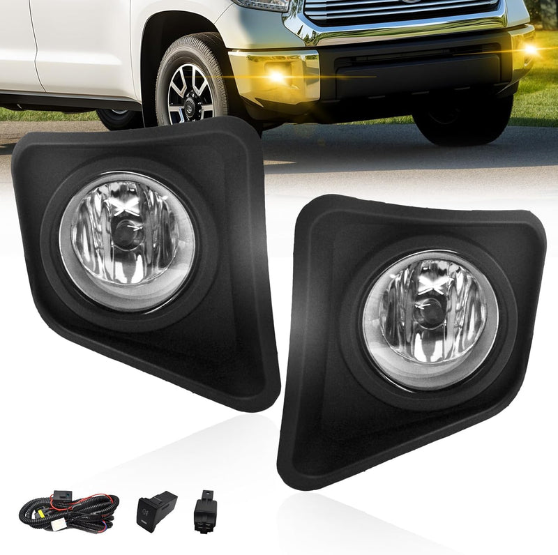 OKSIWA Driving Bumper Fog Lights for 2014-2021 Toyota Tundra with H11 12V 55W Halogen Bulbs & Switch and Wiring Kit (Clear Lens)-1