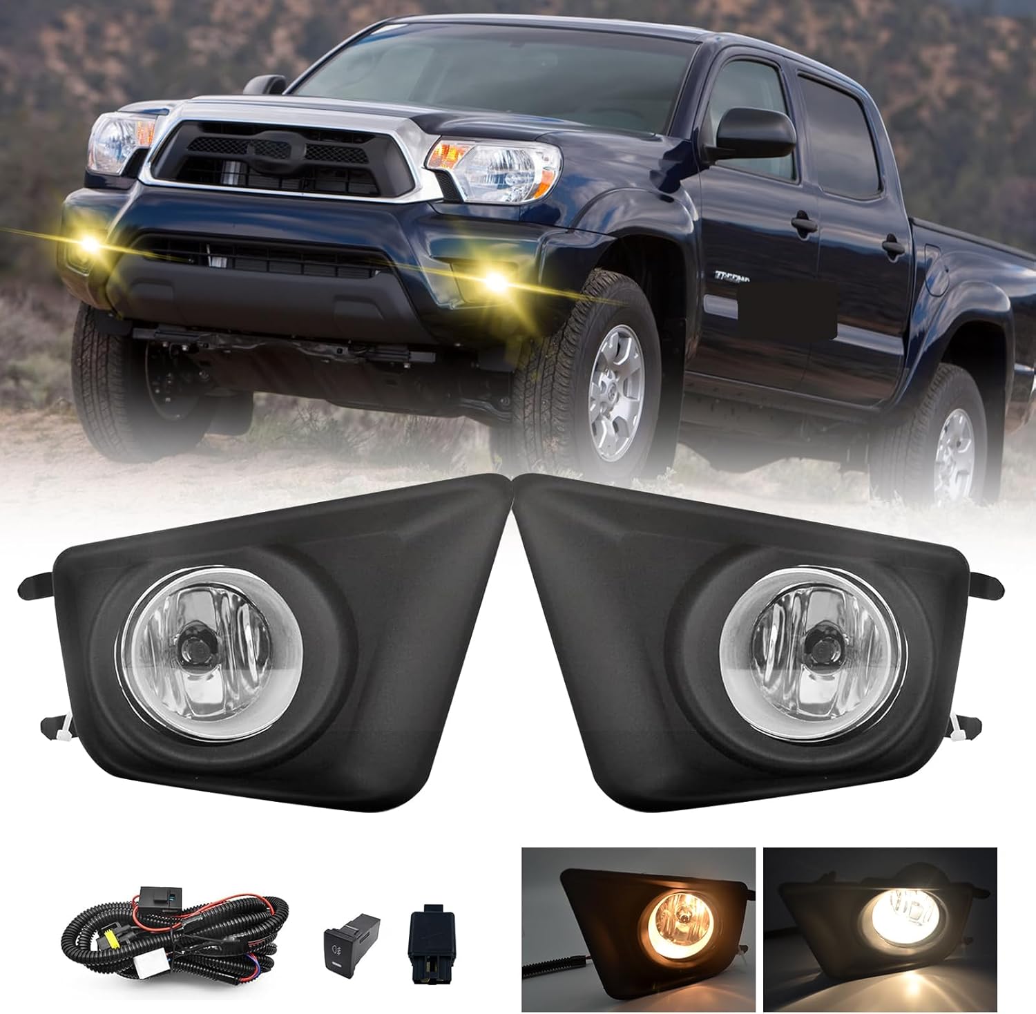 OKSIWA Fog Lights Assemblies Compatible With 2012-2015 Toyota Tacoma Bumper Driving Lamps Fog Lamps Driver Side Passenger Side-1