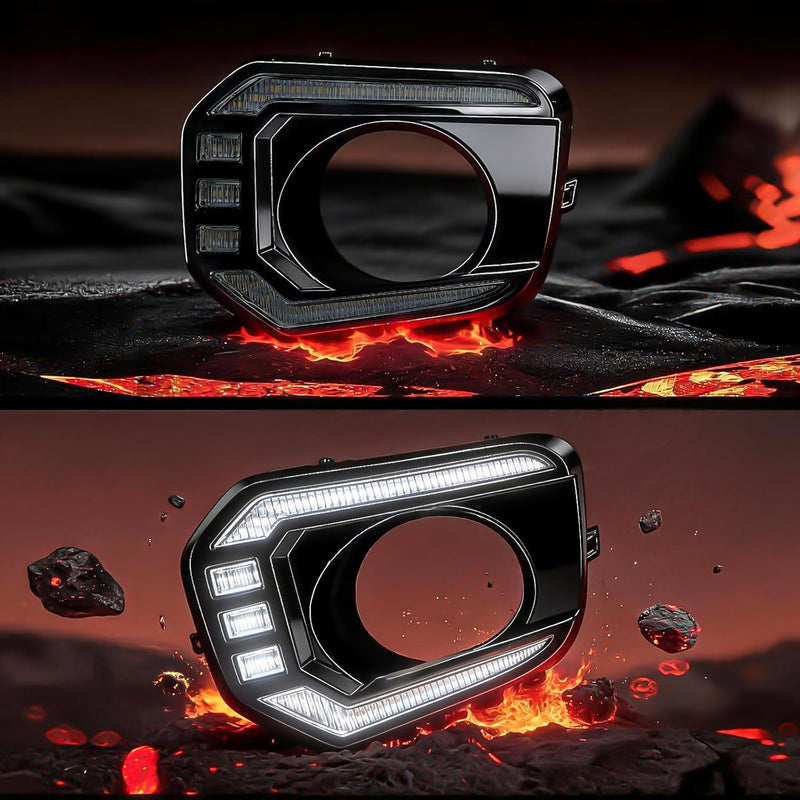 Animated Sequential White/Amber LED DRL Fog Lights Smoked for 2016-2023 Toyota Tacoma Plug & Play 1 Pair-7