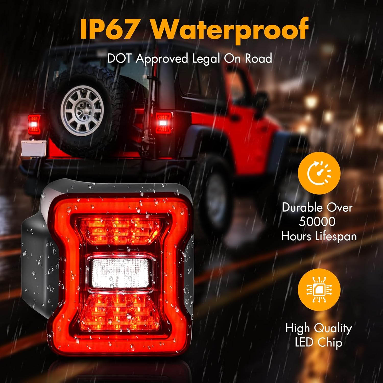 OKSIWA LED Tail Lights Fit For 2007-2018 Jeep Wrangler JK JKU, Tunnel Shaped Design Rear Lights, Running, Brake, Turn Signal, Reverse Light Tail Lamp, Easy to Install,Smoked Lens-6