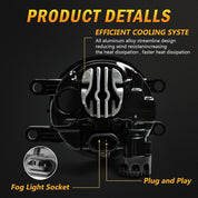 OKSIWA LED Fog Lights for 2006 2007 2008 Toyota RAV4,1 Pair Front Driving Fog Lamps Kits with Wiring Harness Switch,Clear Lens