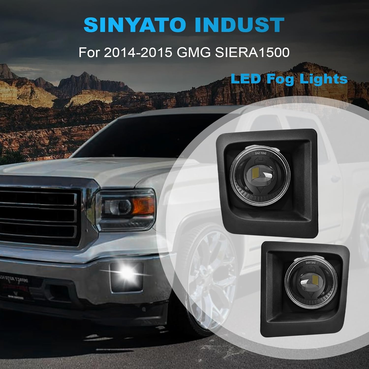 DOT Approved LED Fog Lights for 2014-2015 GMC Sierra 1500 Plug & Play