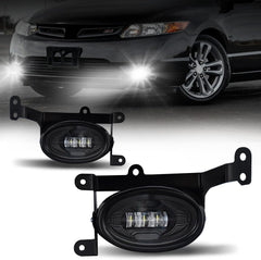 OKSIWA LED Fog Lights for 2006 2007 2008 Honda Civic Coupe 2DR,Front Bumper Driving Light kit,Fog Lamp Assembly Replacement with Switch,Wiring Harness,Plug and Play-1