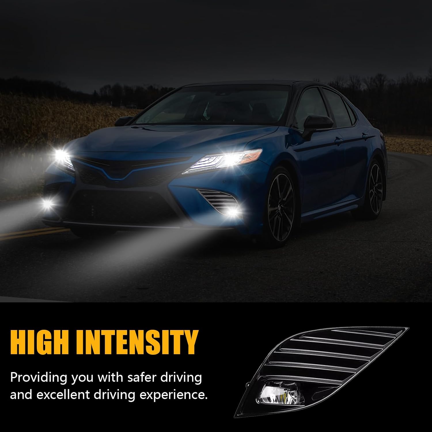 OKSIWA LED Fog Light-for 2018-2020 Toyota Camry SE/XSE/TRDM, Fog Lamps Assembly Replacement,Include Switch, Wiring Harness, Plug and Play-2