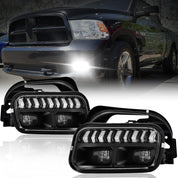 OKSIWA LED Fog Lights for Dodge Ram 2009-2012 1500, 2010-2018 2500, 2010-2018 3500 with Daytime Running Lights DRL Set Assembly 1 Pair Driving Fog Lamps Replacement