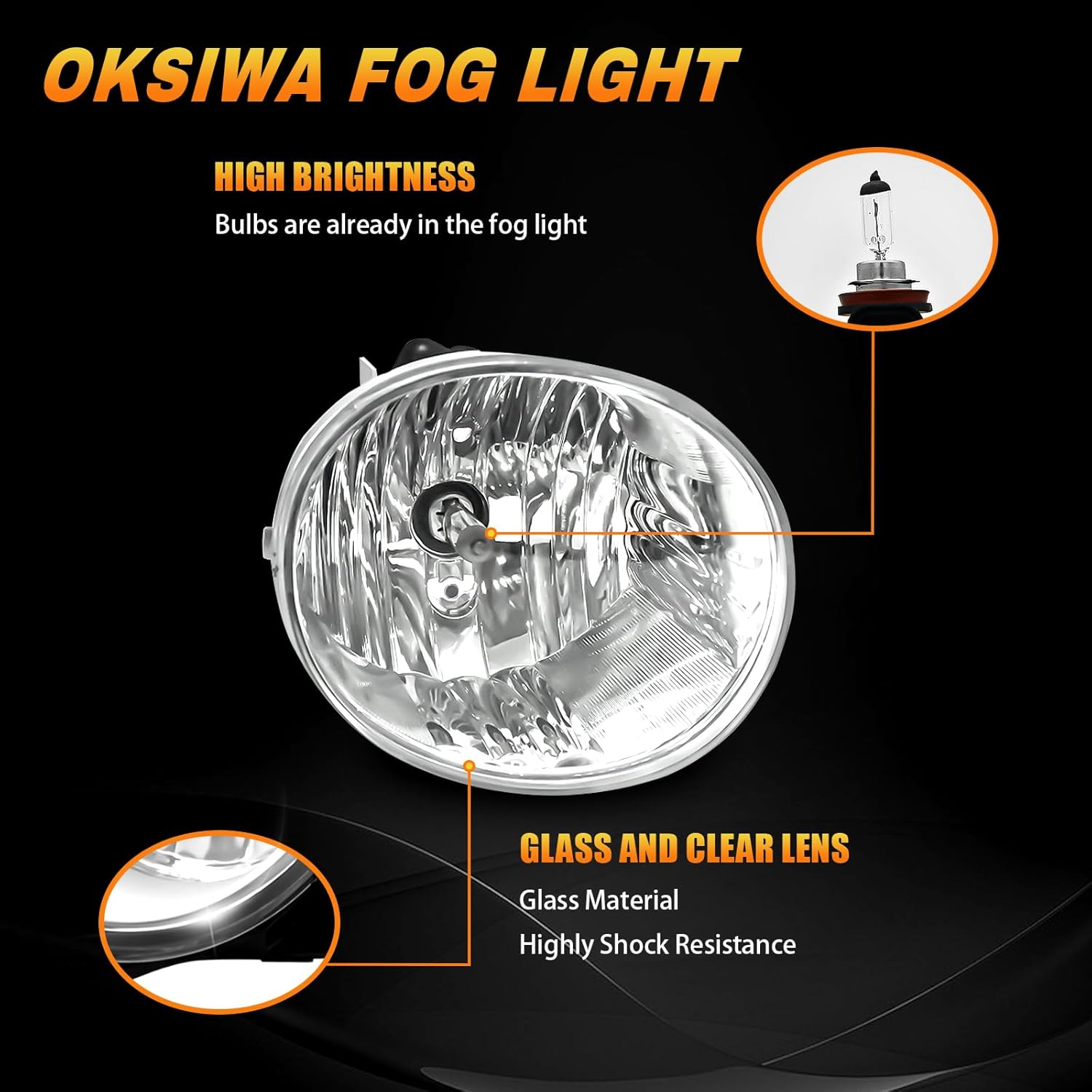 OKSIWA Halogen Fog Lights for 2004-2005 Toyota Rav4,2005-2007 Toyota Avalon,2006-2009 Toyota 4 Runner,2005-2006 Lexus ES330,Front Bumper Fog Lamps with Wiring Harness, Clear Lens-6