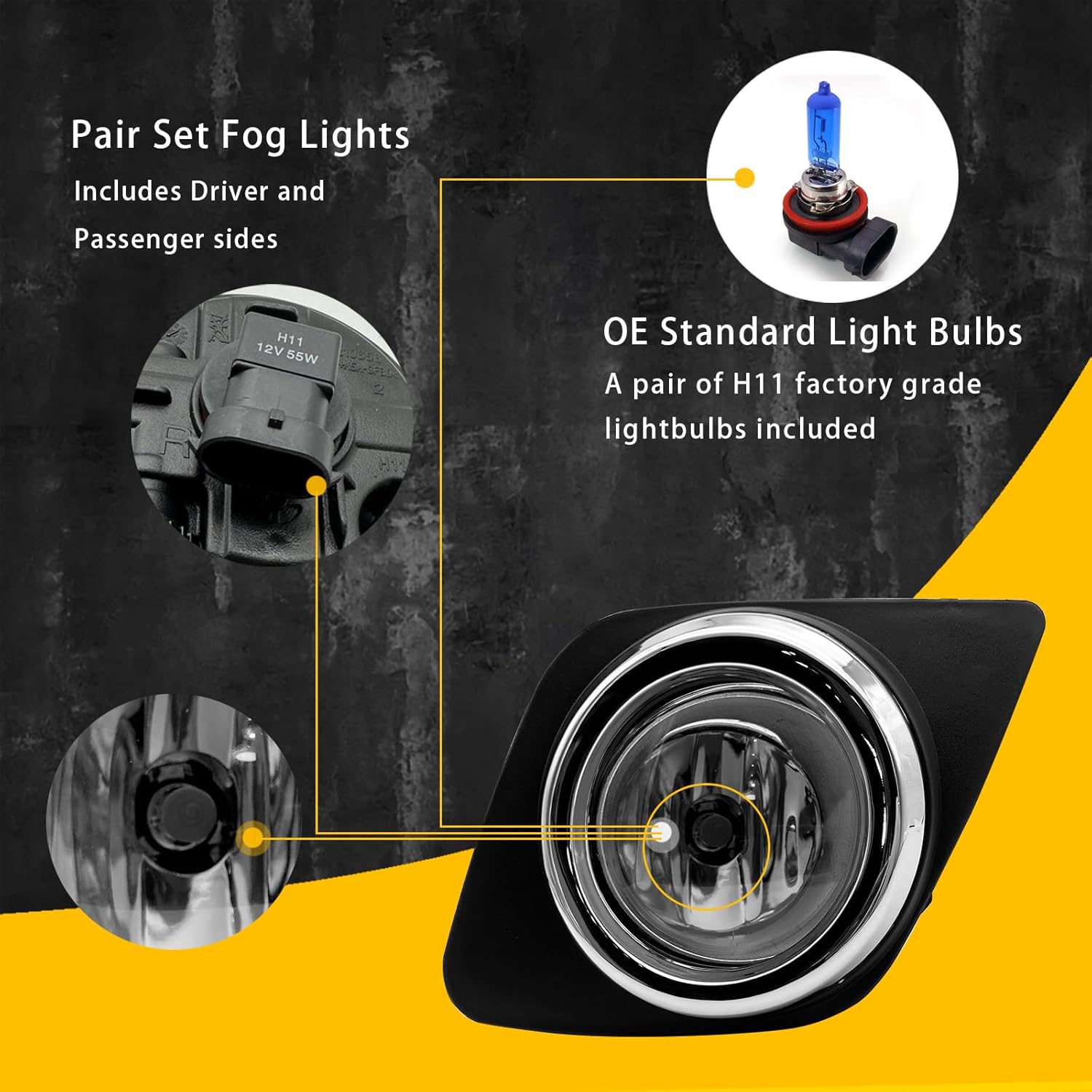 OKSIWA Fog Lights Compatible With RAV4 2009-2012, 1 Pair Front Bumper Lights with Bezels and H11 12V 55W Bulbs included Switch and Wiring kit-3