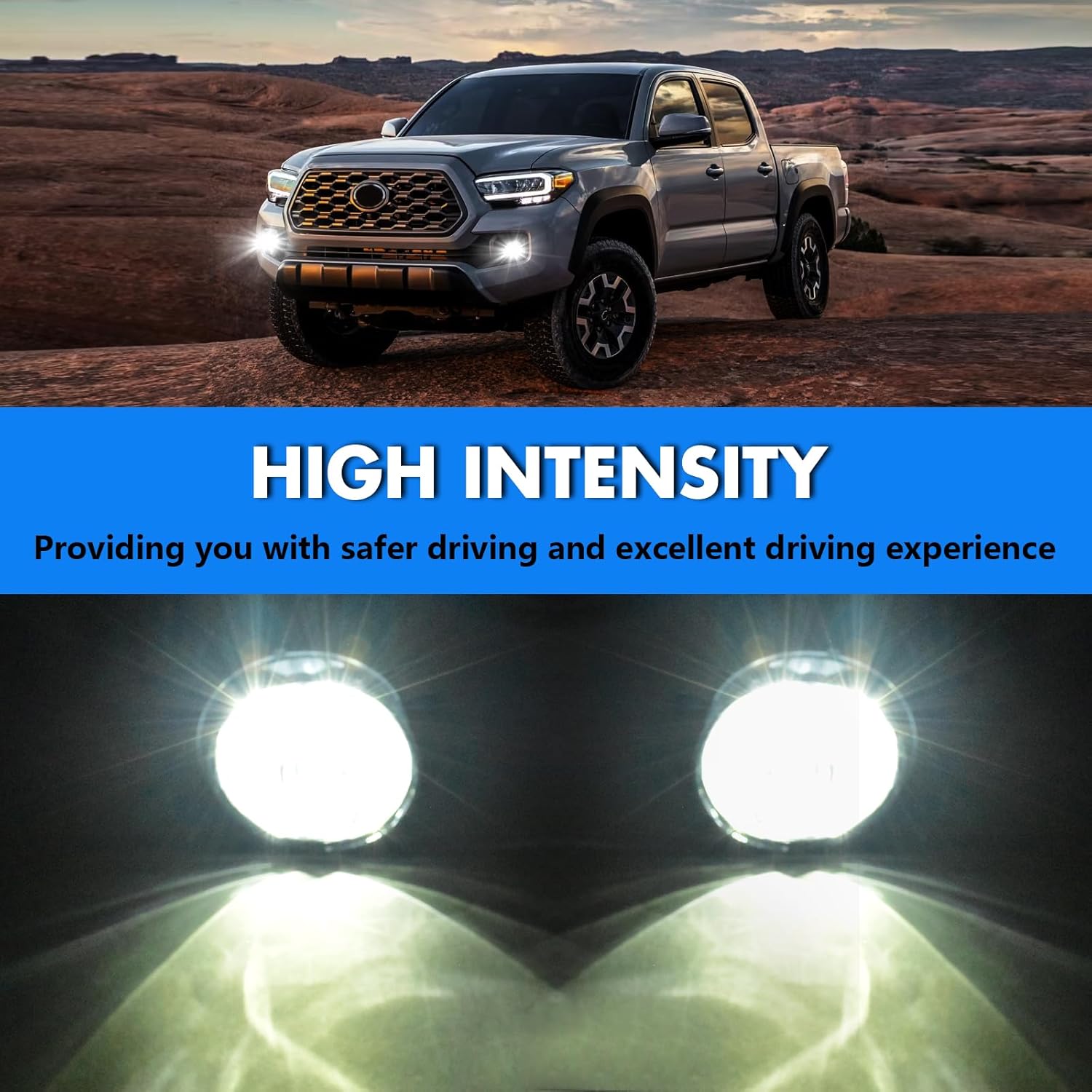 OKSIWA LED Fog Lights,Compatible with 2016-2023 Toyota Tacoma(Fits SR,SR5 Model Only), Front Bumper Driving Light, with Wiring Harness, Switch,Easy to Install (Chrome Bezels)