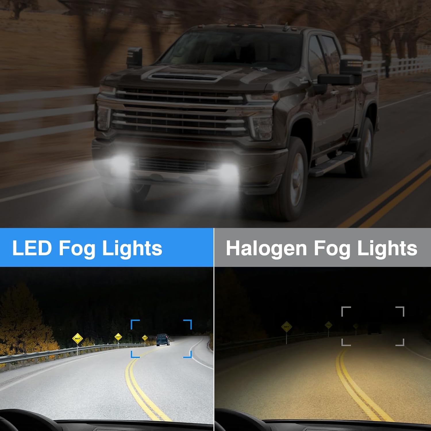 OKSIWA LED Fog Lights with DRL for 2019 2020 2021 2022 2023 Chevrolet Silverado 1500 2500HD 3500HD, Chevrolet Fog Lamp Kits with Running Lights and Turn Signals, 1 Pair