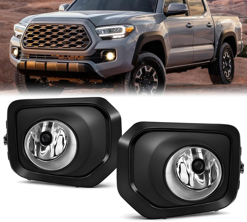 OKSIWA Halogen Fog Lights,Compatible with 2016-2023 Toyota Tacoma(Fits SR,SR5 Model Only), Front Bumper Driving Light, with Wiring Harness, Switch,Easy to Install (Black Bezels)-1