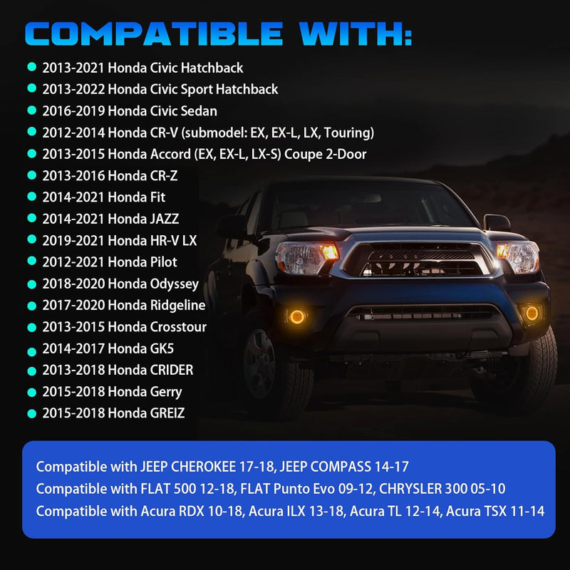 OKSIWA Laser Fog Lights Compatible with Honda Upgrade and Modified 1 Pair Led Fog Lamp Fog Lights Assembly, Front Bumper Driving Fog Lamps Set-2