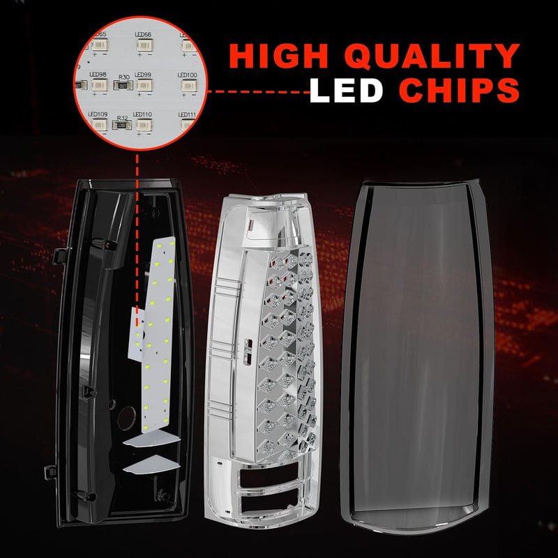Led Tail Lights for 1988-1998 Chevy GMC C/K Sierra, 92-99 Suburban Yukon, 95-99 Tahoe,Blazer,Cadillac Escalade Plug & Play-5