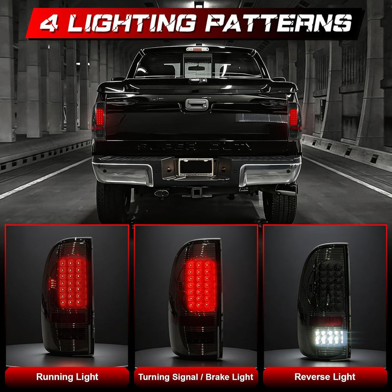 OKSIWA Smoked Full Led Tail Lights Compatible with 2008-2016 Ford F250 F350 F450 Turn Signal,Brake Light,Reverse Light Rear Light Assembly Replacement-2