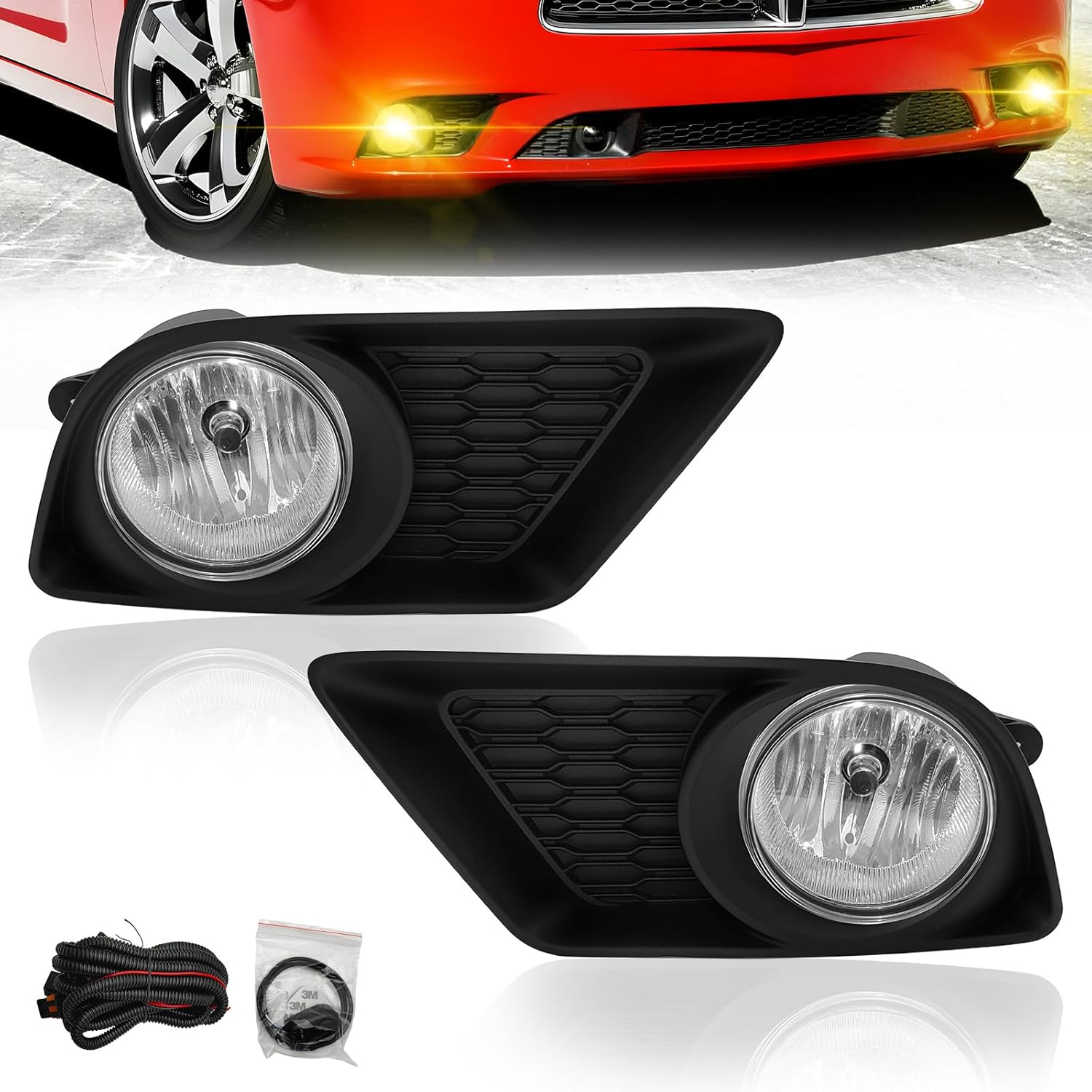 OKSIWA Fog Lights Assembly Compatible with 2011 2012 2013 2014 Dodge Charger with Switch and Wiring Kit-1