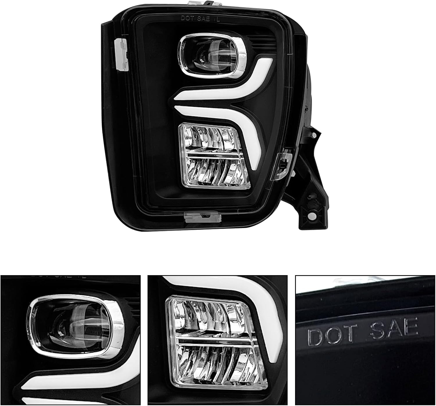 OKSIWA LED Fog Lights fit for 2013-2018 Dodge Ram 1500 Pickup 2019-2021 Ram 1500 Classic Pickup with Daytime Running Lights Turn Signal Light Bumper Driving Lamps 1 Pair of Fog Lamps-2